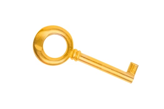 golden key isolated on white, opening