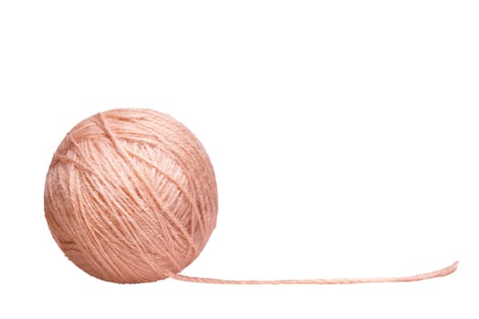 skein of woolen thread and stretching thread isolated on white, manual labor