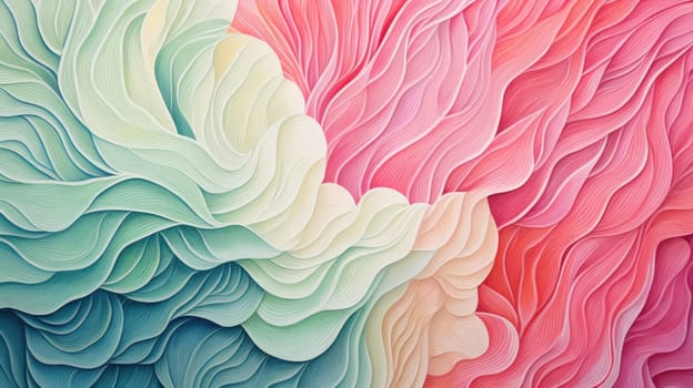 Multicolor pastel waves flowing in a seamless pattern resembling a topographic map of pastel colors.