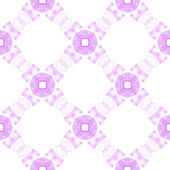 Medallion seamless pattern. Purple pleasing boho chic summer design. Textile ready energetic print, swimwear fabric, wallpaper, wrapping. Watercolor medallion seamless border.