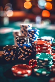 Casino with casino chips in the background, objects, Generative AI,