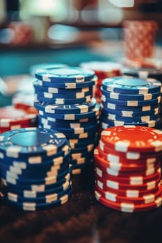 Casino with casino chips in the background, objects, Generative AI,