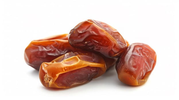 Dried dates fruits isolated on white background, food, Generative AI,