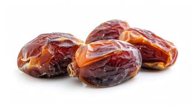 Dried dates fruits isolated on white background, food, Generative AI,
