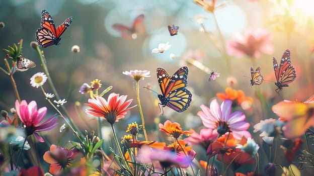 Swallowtail Butterfly on purple flower, nature, Generative AI,