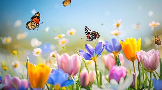Swallowtail Butterfly on purple flower, nature, Generative AI,
