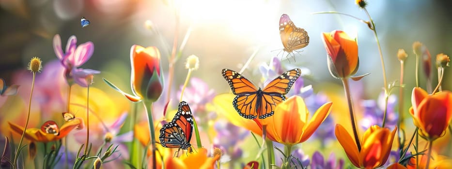 Swallowtail Butterfly on purple flower, nature, Generative AI,