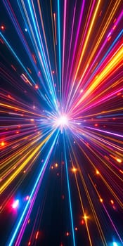 Bright explosion of vibrant light and energy, showcasing radiant beams in a dynamic and colorful display