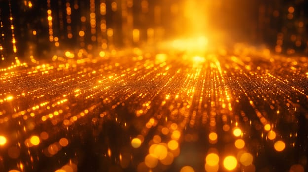 Abstract light with glowing golden bokeh background of particles that sparkle and are shiny