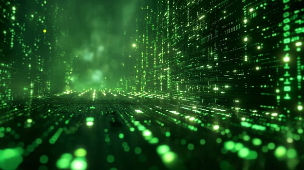 Digital green matrix cyber futuristic tech glowing abstract data light background