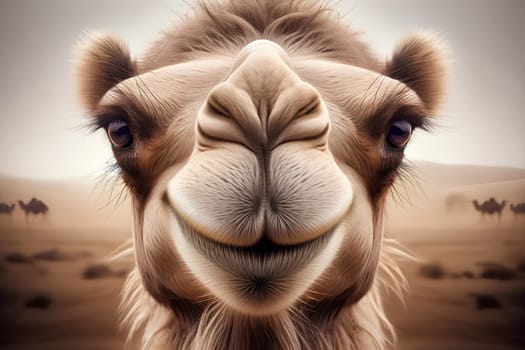 portrait of a smiling camel close-up