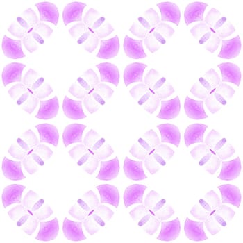 Watercolor medallion seamless border. Purple superb boho chic summer design. Textile ready indelible print, swimwear fabric, wallpaper, wrapping. Medallion seamless pattern.