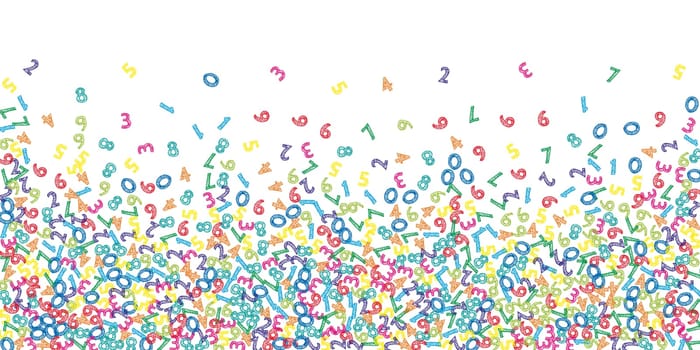 Flying latin letters. Colorful childish scattered charachters of English alphabet. Foreign languages study concept. Back to school banner .