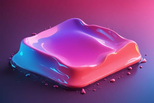Fluid form in luminous gradient hues, featuring a glossy, reflective texture.