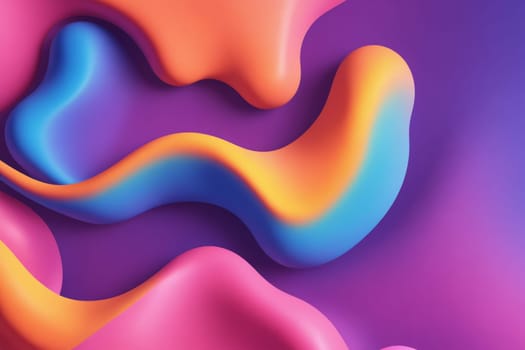 The image showcases a close-up view of abstract, pink and orange shapes set against a blue and purple gradient background. The shapes are soft and organic, with a 3D quality, giving the impression of floating or suspended in space. The colors are vibrant and saturated, creating a visually striking composition.