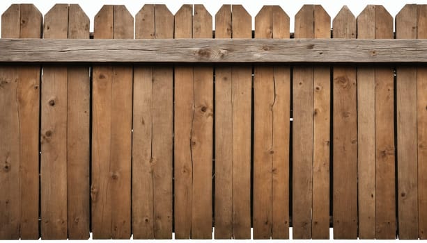 A close-up photograph of a rustic wooden fence, featuring multiple vertical panels with horizontal boards. The fence is weathered and worn, with a natural brown color. The wood grain is visible, and there are knots and imperfections throughout.