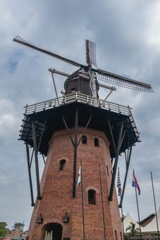 A dutch windmill in Holambra. touristic attraction in Holambra, SP Brazil. June 30, 2024.