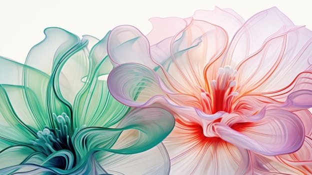 Delicate flower petals in pastel colors on a white background. Isolated on a white background..