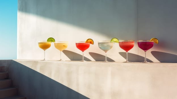 Enjoy a Variety of Refreshing Cocktails with Fresh Fruits under the Bright Sun.