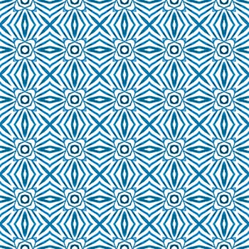 Hand painted tiled watercolor border. Blue good-looking boho chic summer design. Tiled watercolor background. Textile ready rare print, swimwear fabric, wallpaper, wrapping.