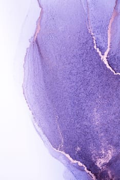 A close-up view of an abstract painting with a swirling, marbled texture. The dominant color is a delicate lavender, with subtle hints of gold.