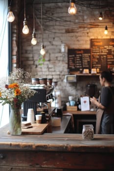Cozy corner of a stylish coffee house with a welcoming atmosphere
