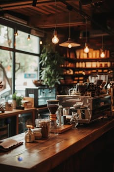 Cozy corner of a stylish coffee house with a welcoming atmosphere