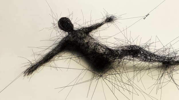 A black figure contrasts starkly against a white surface, creating a minimalist and striking visual impact - no more concept - Generative AI