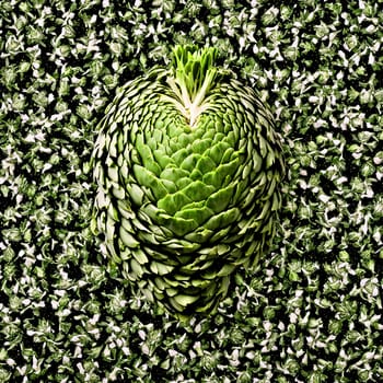 Artichoke Heart Mandala tender artichoke hearts layered in an intricate circular pattern leaves gently unfurling. Food isolated on transparent background.