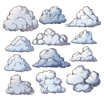 clouds drawn by hand with a pen, in the style of an engraving. Generated AI