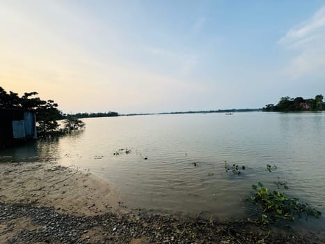 A serene body of water surrounded by lush trees and bushes, reflecting the natural beauty of the landscape. Ideal for nature, environmental, and landscape projects.