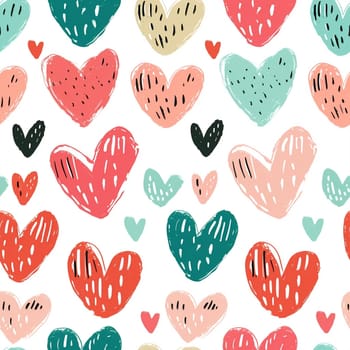 Seamless pattern: the cute hearts, valentine's day. Generated ai