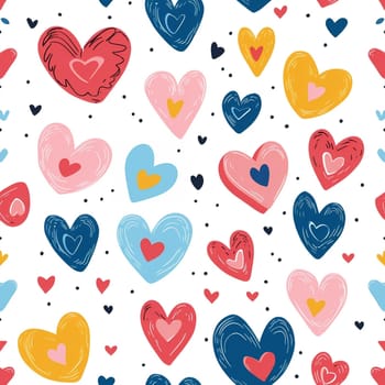 Seamless pattern: the cute hearts, valentine's day. Generated ai