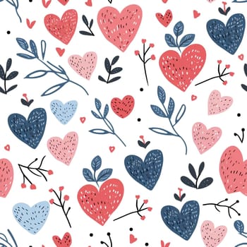 Seamless pattern: the cute hearts, valentine's day. Generated ai