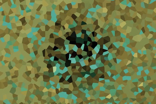 Mosaic,pixel background in green and brown color. Three-dimensional volumetric shapes in digital style similar to mosaic.