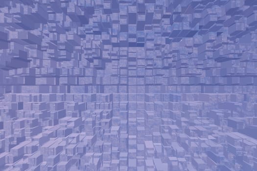 Geometric shape square pixel, polygon cube. Background from cubes. Background made of gradient cubes blue color.
