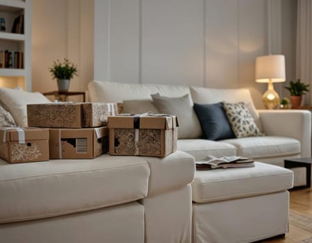 New home,Moving house day and real estate concept.Horizontal shot. AI generated