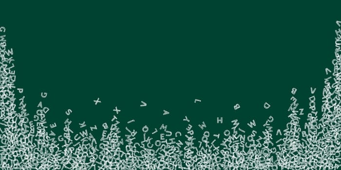 Concept of school background. Colorful childish falling letters of English language. Foreign languages study concept. Back to school banner .