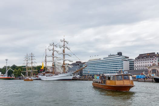 Finland, Helsinki - July 5th 2024: The Tall Ships Races 2024 in Finland, view of ships and visitors at Helsinki Old Market Square