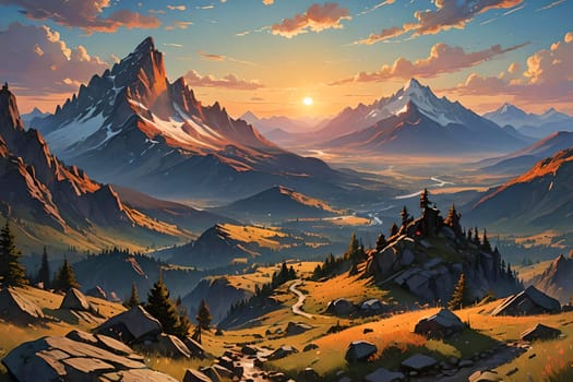 Rocky Mountains, North America at sunset