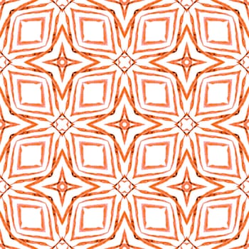 Summer exotic seamless border. Orange vibrant boho chic summer design. Textile ready pleasant print, swimwear fabric, wallpaper, wrapping. Exotic seamless pattern.