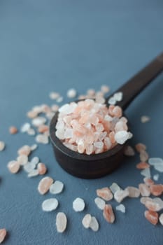 Raw dried pink Himalayan salt .