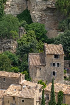 View over Traditional stone house in the village of Gordes, Vaucluse, Provence, France, High quality photo