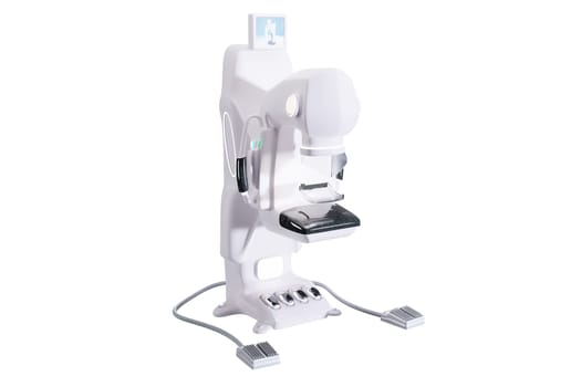 Mammogram device 3D rendering  for screening breast cancer in hospital on white background. Clipping path.