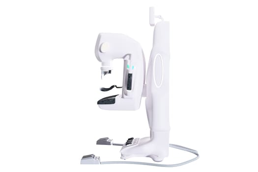 Mammogram device 3D rendering  for screening breast cancer in hospital on white background. Clipping path.