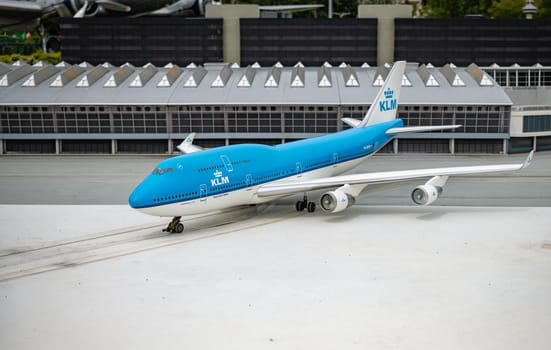 den haque,holland,9-07-2024:,the replicas of famous dutch airport with airplanes from klm and korean air as a tourist attraction in Madurodam park