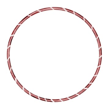 Watercolor hoop. Hand drawn watercolor drawing of a circus hoop in red and white. Isolated clip art on white background. For educational cards. Sport equipment. Gymnastic element