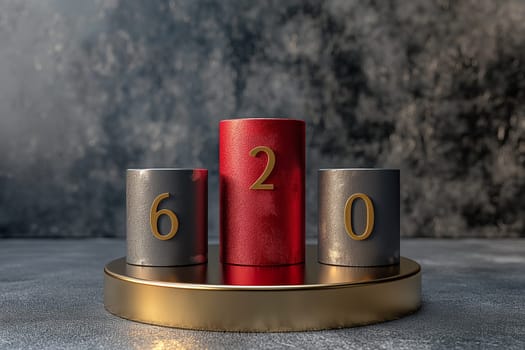 Podium ranking showing the competition winner with medals and numbers in first, second, third places