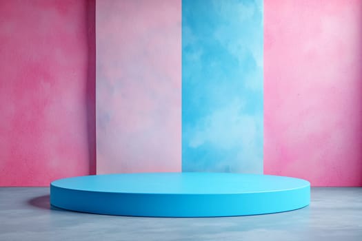 Modern abstract colorful background with pastel pink and blue gradient on a minimalistic stage