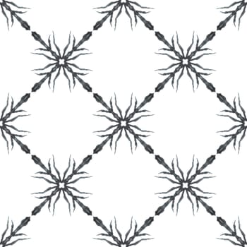 Medallion seamless pattern. Black and white comely boho chic summer design. Watercolor medallion seamless border. Textile ready radiant print, swimwear fabric, wallpaper, wrapping.